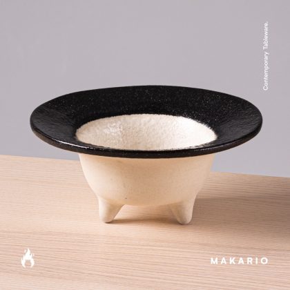 Tazon Molcajete 14oz Ovni-Engobe Blanco y Negro