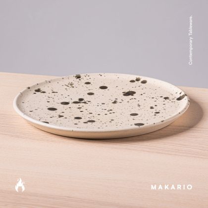 Plato Plano 28cm-Blanco Mate Jaspeado Negro