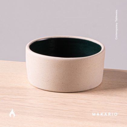 Tazon Recto 13cm x6cm-16oz-Pasta Natural interior Verde Mate