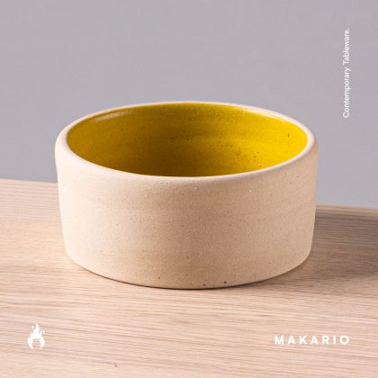 Tazon Recto 13cm x6cm-Pasta Natural interior Amarillo Mate 16oz