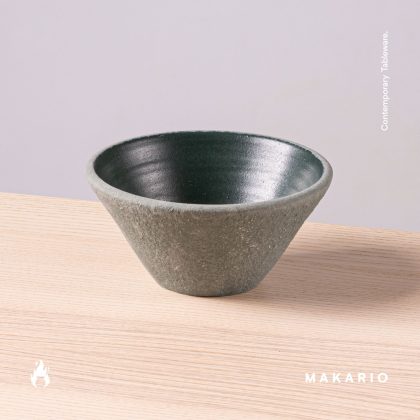 Tazon Conico 14cm x7cm-Engobe Verde interior Verde