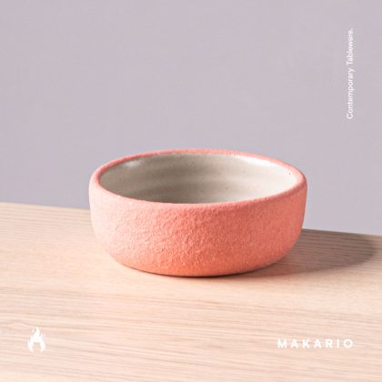 Tazon Chico 12cm x4cm o Ramequin 6oz-Engobe Rosa interior Blanco Mate