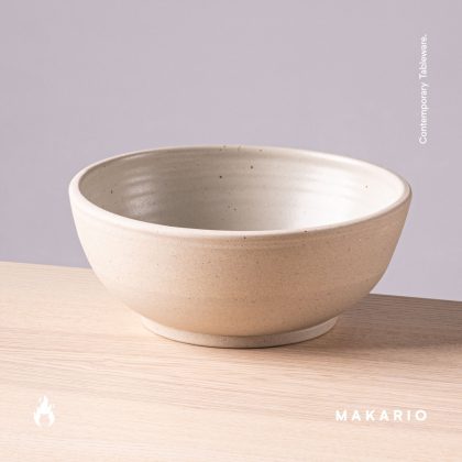 Tazon Boleado con Pata 23cm x9cm-Pasta Natural interior Blanco Mate