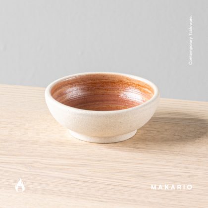 Tazon Chico Boleado con pata 11cm x5cm o Ramequin Extendido 8oz-Rojo Oxido y Pasta Natural