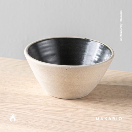 Tazon Conico 14cm x7cm-Pasta Natural interior Negro mate