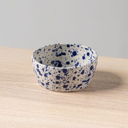 Tazon Recto 15cm x7cm-16oz-Blanco mate Jaspeado Azul