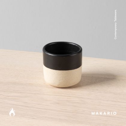 Vaso Boleado 4oz-Negro Mate mitad pasta natural