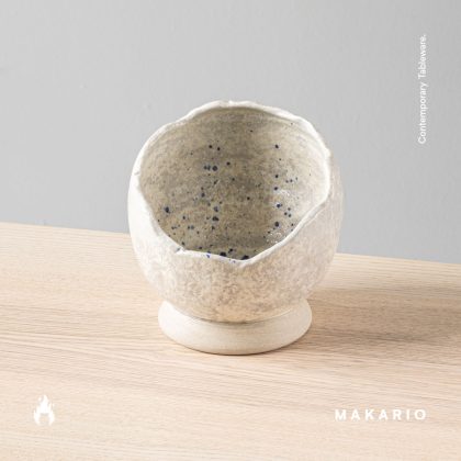 Tazon Huevo-Engobe Blanco Jaspedo Azul