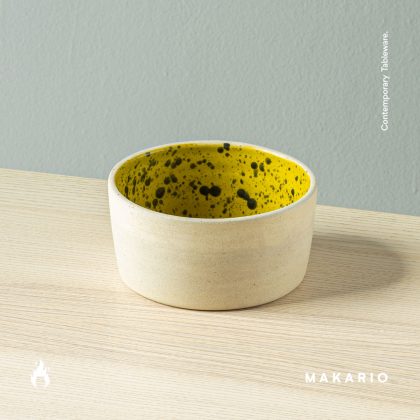 Tazon Recto 16cm 24oz-Pasta Natural interior Amarillo Jaspeado Negro