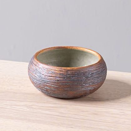 Tazon Borde Curvo 14x6cm-Tallado Oxido Interior Natural Brillante