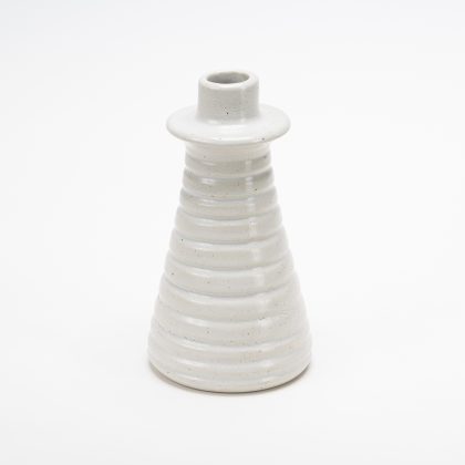 Portavelas 15x8cm-Rayado Blanco Luna Semimate