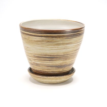 Maceta Boleada 23x25cm con Bajoplato-Cortado cafe