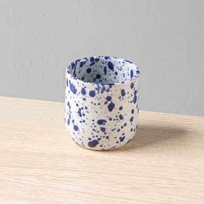 Vaso Boleado 10oz-Blanco Satín Jaspeado Azul