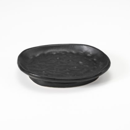 Charola con Textura y Pata Irregular 20x15cm-Negro Mate