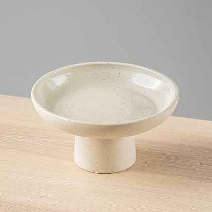 Plato Pedestal 29.5x16cm-Pasta con Arcilla interior Natural Brillante