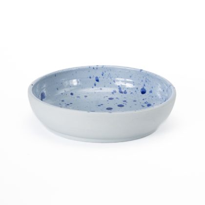 Plato Hondo con Pata 26x6cm-Pasta Azul interior Jaspeado Azul Natural Brillante