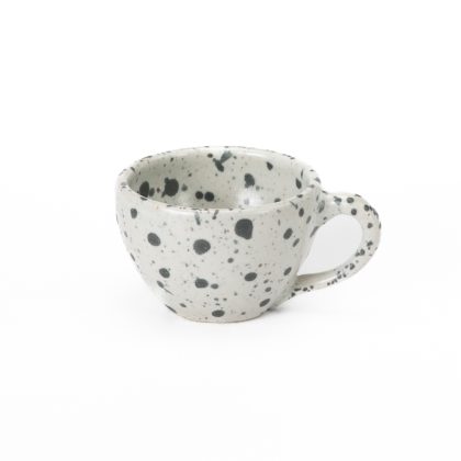 Taza Latte 8oz-Blanco Brillante Jasepado Negro