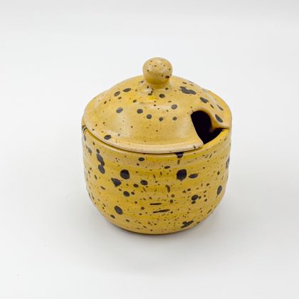 Frasco con Tapa 10x7cm-Amarillo Jaspeado Negro