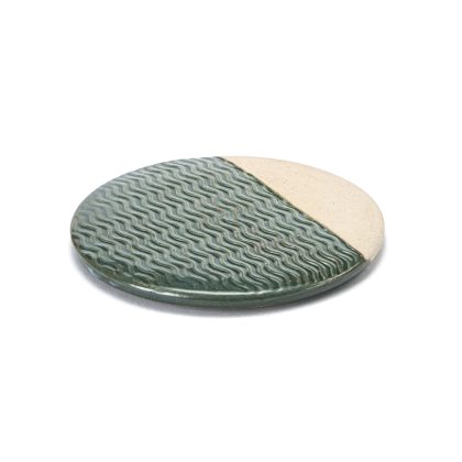 Plato Plano Pastilla 19cm-Pasta Natural y Verde Brillante